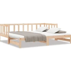 Sale vidaXL Utdragbar dagbädd 2x(80x200) cm massiv furu Naturfärg