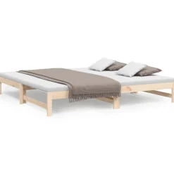 vidaXL Utdragbar dagbädd 2x(90x200) cm massiv furu