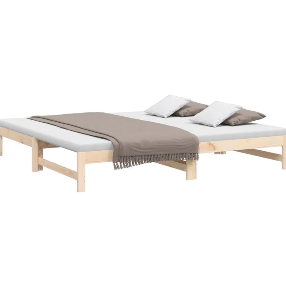 vidaXL Utdragbar dagbädd 2x(90x200) cm massiv furu