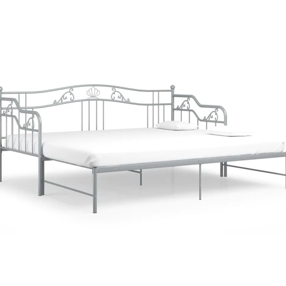 Sale vidaXL Utdragbar sängram bäddsoffa metall 90x200 cm Grå