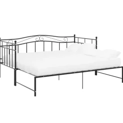 vidaXL Utdragbar sängram bäddsoffa metall 90x200 cm Svart