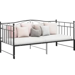 vidaXL Utdragbar sängram bäddsoffa metall 90x200 cm Svart