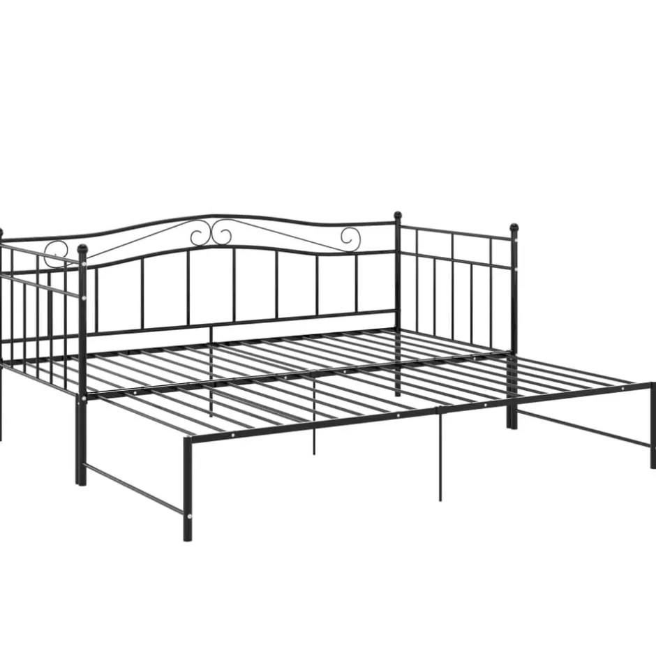 vidaXL Utdragbar sängram bäddsoffa metall 90x200 cm Svart