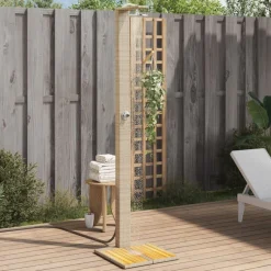Outlet vidaXL Utedusch 50x55x224 cm konstrottning och akaciaträ Beige
