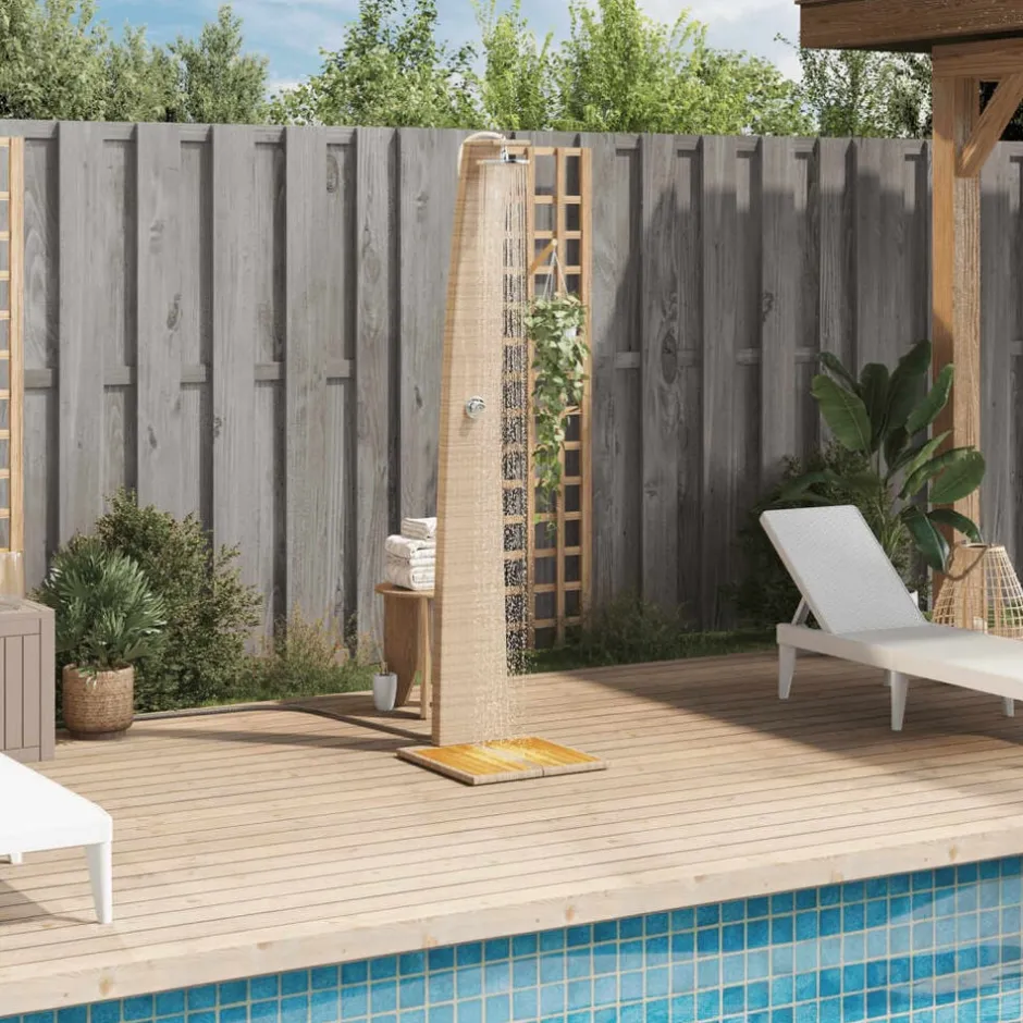 Discount vidaXL Utedusch 55x60x224 cm konstrottning och akaciaträ Beige