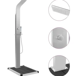 New vidaXL Utedusch med golv WPC rostfritt stål Grå