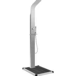 New vidaXL Utedusch med golv WPC rostfritt stål Grå