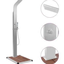 Clearance vidaXL Utedusch med golv WPC rostfritt stål Brun