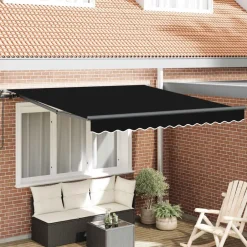 vidaXL Utfällbar markis 300 x 250 cm Polyester och Stål Svart