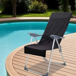 New vidaXL Utomhus Stols Handdukar 2 pcs 130 x 60 cm Svart