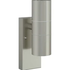 Sale vidaXL Utomhus vägglampa Silver 7 x 10 x 22 cm och glas Rostfritt stål