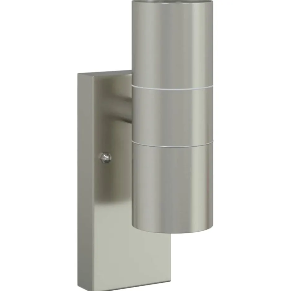 Sale vidaXL Utomhus vägglampa Silver 7 x 10 x 22 cm och glas Rostfritt stål