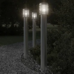 Clearance vidaXL Utomhusgolvlampa med eluttag 110 cm rostfritt stål Silver