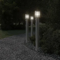 Discount vidaXL Utomhusgolvlampa med sensor 110 cm rostfritt stål Silver