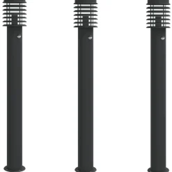 Outlet vidaXL Utomhusgolvlampor med sensorer 3 st 110cm rostfritt stål Svart