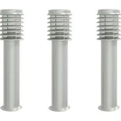 Discount vidaXL Utomhusgolvlampor 3 st 60 cm rostfritt stål Silver