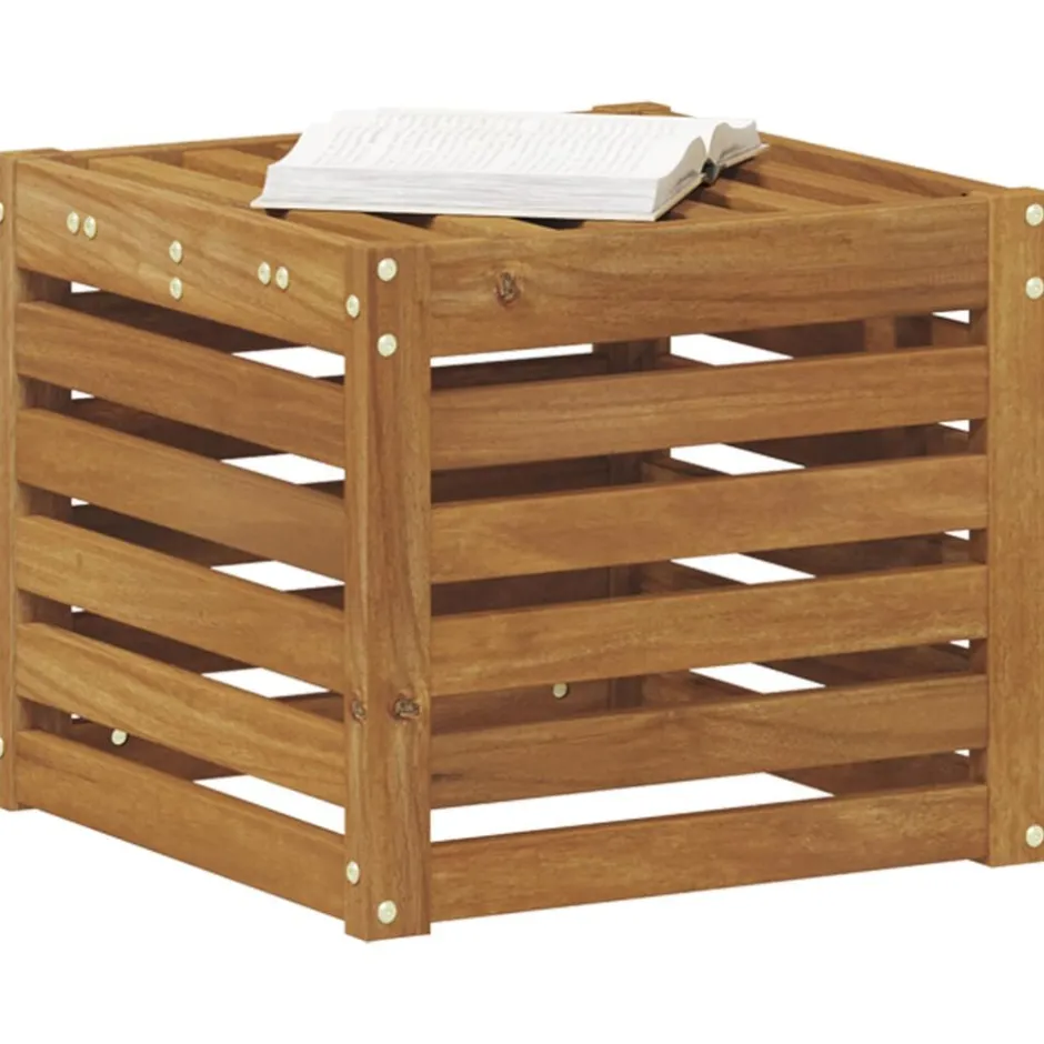vidaXL Utomhuspall 43 x 43 x 37 cm Massivt Akaciaträ Naturfärg