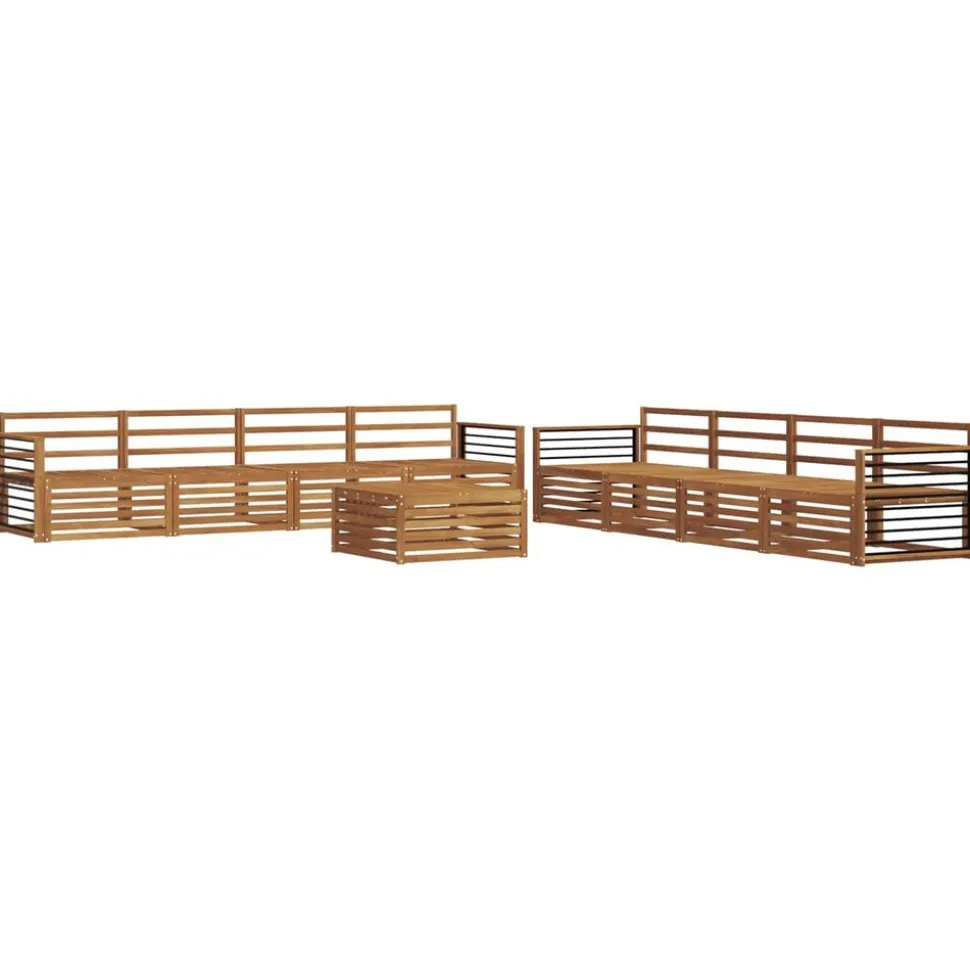 vidaXL Utomhussoffset 9 pcs Naturfärg