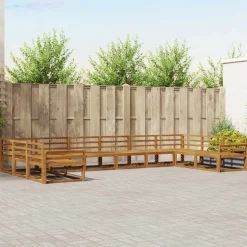 vidaXL Utomhussoffset 10 pcs Naturfärg Massivt Akaciaträ