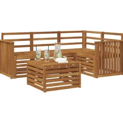 New vidaXL Utomhussoffset 5 pcs Massivt Akaciaträ Naturfärg