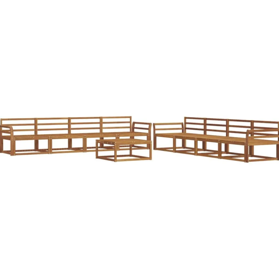 Discount vidaXL Utomhussoffset 9 pcs Massivt Akaciaträ Naturfärg