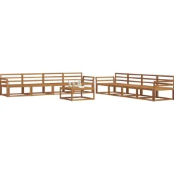 Discount vidaXL Utomhussoffset 9 pcs Massivt Akaciaträ Naturfärg