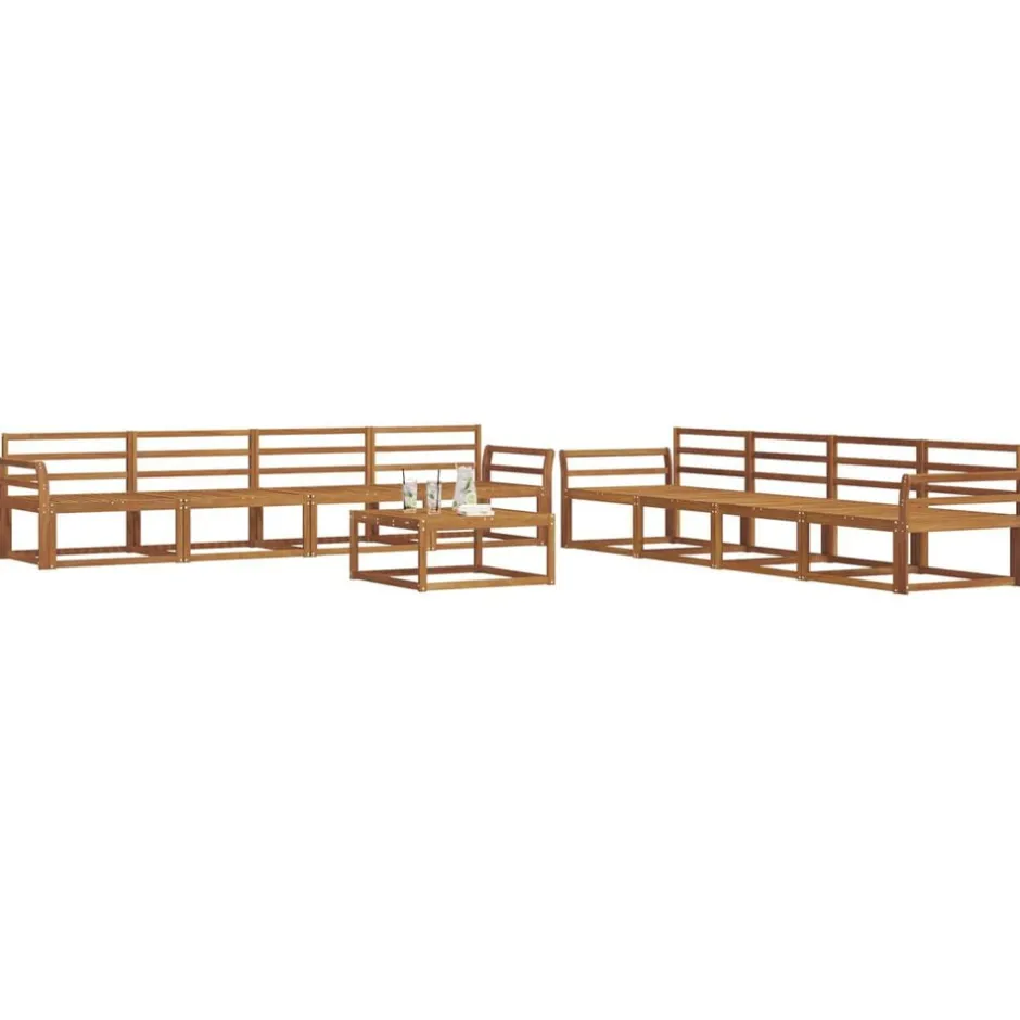 Discount vidaXL Utomhussoffset 9 pcs Massivt Akaciaträ Naturfärg