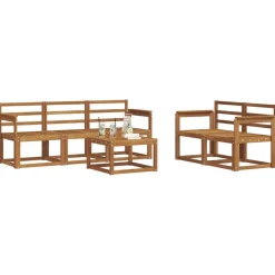 vidaXL Utomhussoffset 6 pcs Naturfärg Massivt Akaciaträ