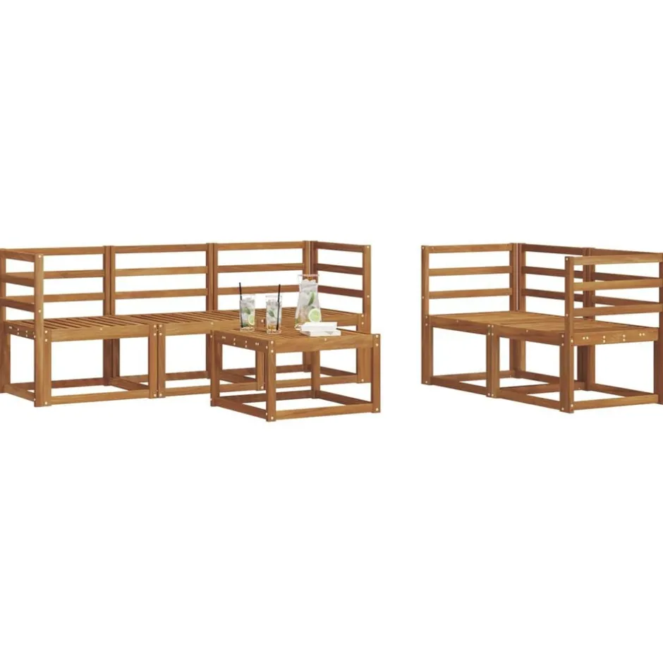 Discount vidaXL Utomhussoffset 6 pcs Massivt Akaciaträ Naturfärg