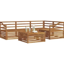vidaXL Utomhussoffset 5 pcs Naturfärg Massivt Akaciaträ