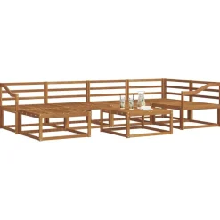 Clearance vidaXL Utomhussoffset 7 pcs Massivt Akaciaträ Naturfärg