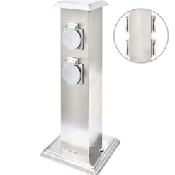 New vidaXL Utomhusuttag på stolpe rostfritt stål Silver