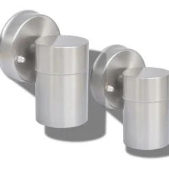 New vidaXL Utomhusvägglampa 2 st rostfritt stål nedåt Silver