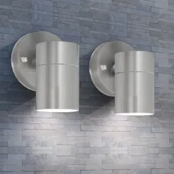 New vidaXL Utomhusvägglampa 2 st rostfritt stål nedåt Silver