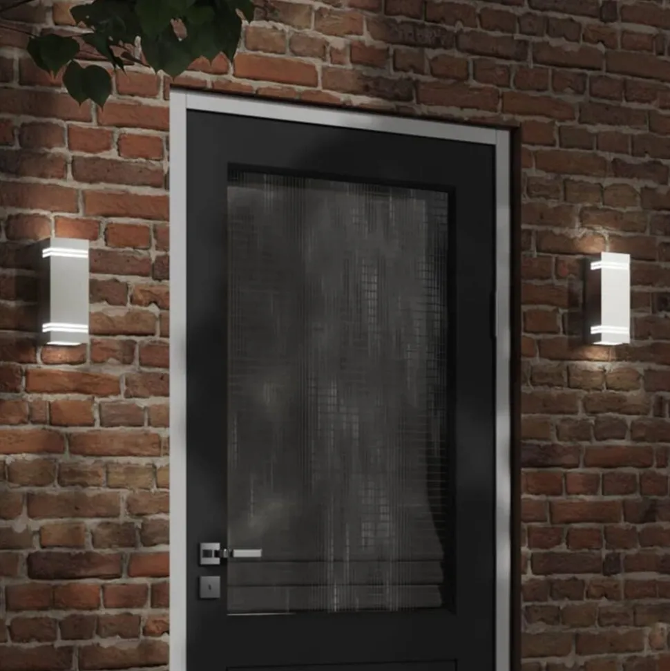 vidaXL Utomhusvägglampa 2 st silver rostfritt stål