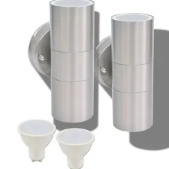 vidaXL Utomhusvägglampa LED 2 st rostfritt stål uppåt/nedåt