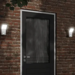 Discount vidaXL Utomhusvägglampa LED med sensor gjuten aluminium Vit