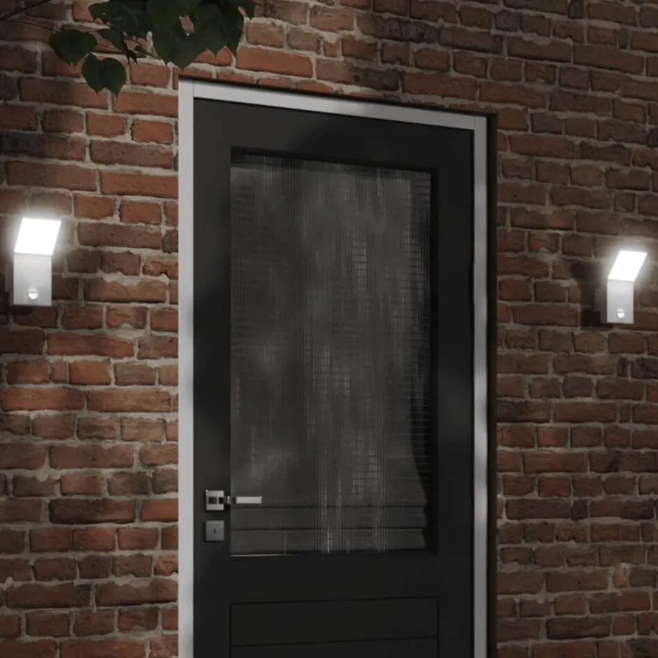 Discount vidaXL Utomhusvägglampa LED med sensor gjuten aluminium Vit