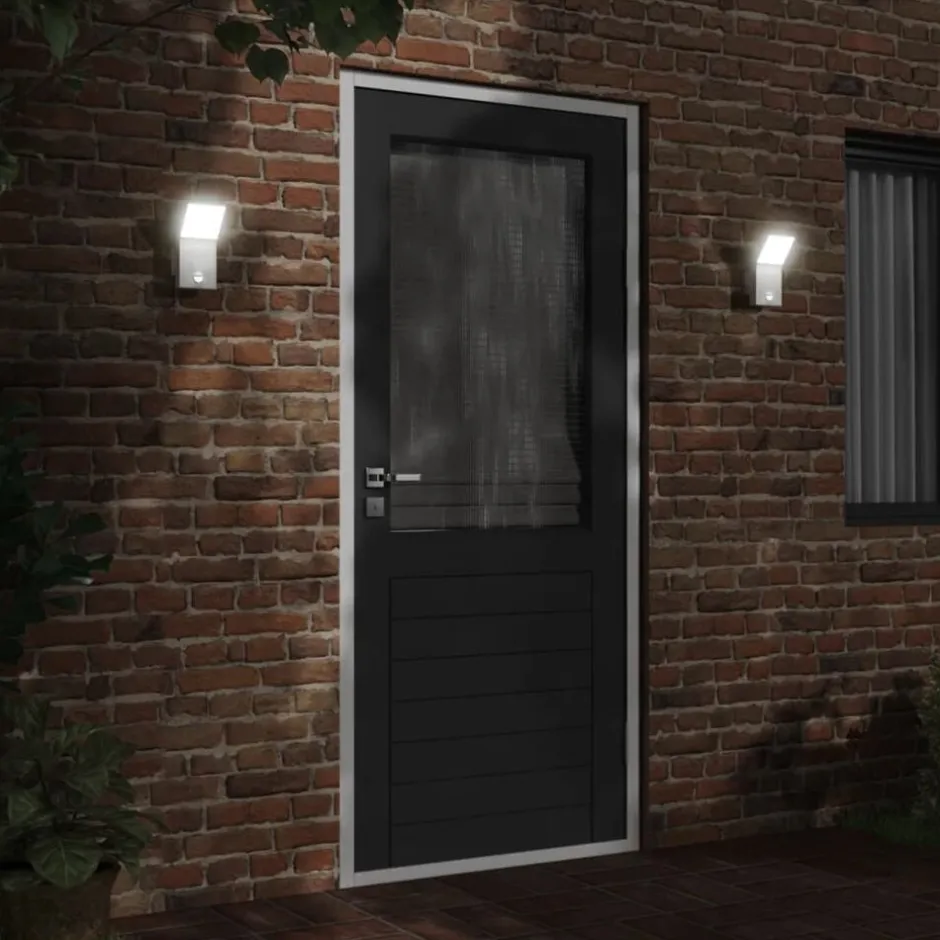 Discount vidaXL Utomhusvägglampa LED med sensor gjuten aluminium Vit