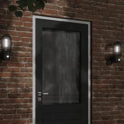 vidaXL Utomhusvägglampa med sensor svart rostfritt stål