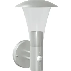 vidaXL Utomhusvägglampa med sensor rostfritt stål Silver