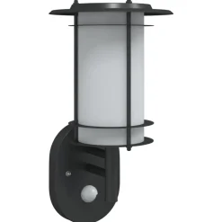 vidaXL Utomhusvägglampa med sensor svart rostfritt stål