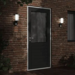 vidaXL Utomhusvägglampa med sensor svart rostfritt stål