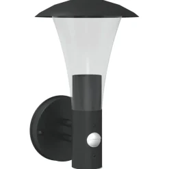 vidaXL Utomhusvägglampa med sensor svart rostfritt stål