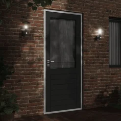 vidaXL Utomhusvägglampa med sensor svart rostfritt stål