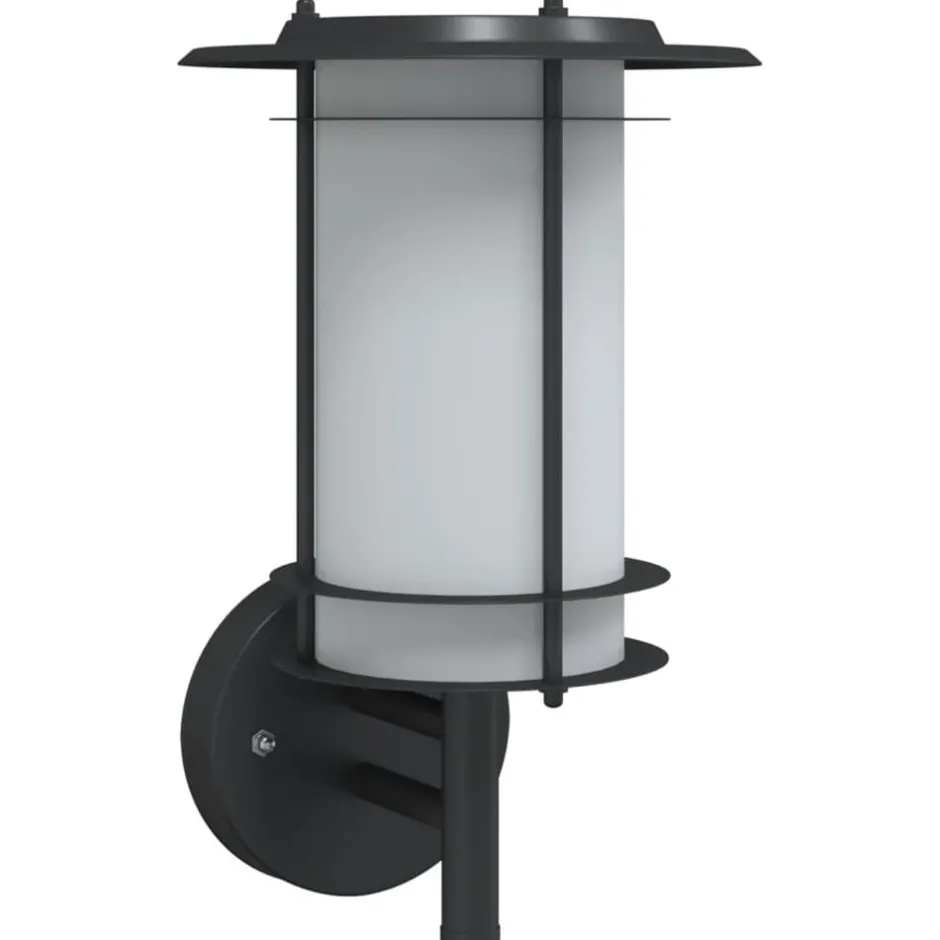 New vidaXL Utomhusvägglampa rostfritt stål Svart