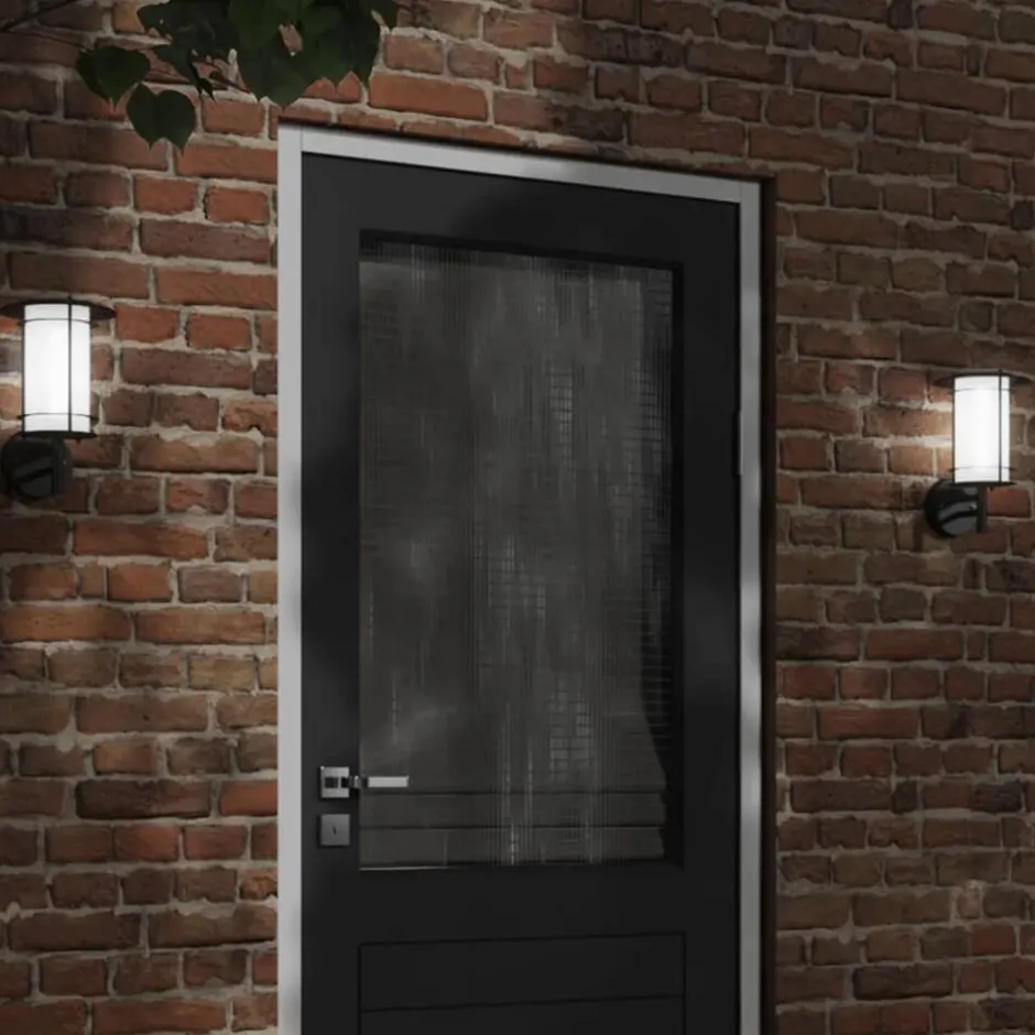New vidaXL Utomhusvägglampa rostfritt stål Svart