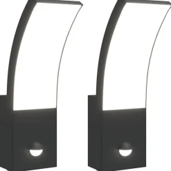 vidaXL Utomhusvägglampor LED med sensorer 2 st svart gjuten aluminium