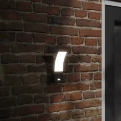vidaXL Utomhusvägglampor LED med sensorer 2 st svart gjuten aluminium