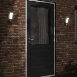 vidaXL Utomhusvägglampor LED med sensorer 2 st svart gjuten aluminium